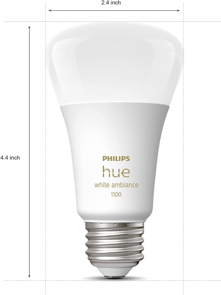 Philips Hue 75W A19 White and Color Ambiance LED Smart Color-Changing Bulb – Pack of 4 – E26 Indoor – Control with Hue App – Compatible with Alexa, Google Assistant, and Apple Homekit