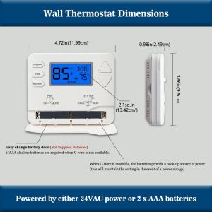 Programmable Thermostat, Single-Stage, 1 Heat/1 Cool, Energy-Saving Thermostat for Home Comfort, White Backlight