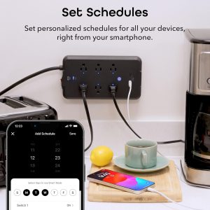 Geeni Surge Ultra Smart Surge Protector - 8 Outlets, 1200 Joules, Remote Control, Surge Protection, Voice Control with Alexa & Google Assistant