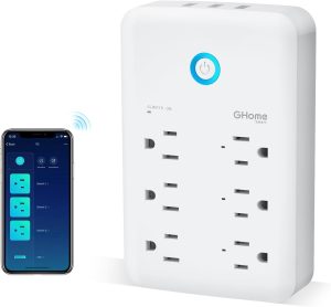 GHome Smart Plug Outlet Extender, USB Wall Charger with 3 Individual Smart Outlets and 3 Smart USB Ports, Works with Alexa Google Home, Surge Protector Plug Extender for APP Control,15A/1800W