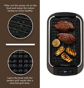 Smokeless Grill Indoor, CUSIMAX Electric Grill, 1500W Grill Portable Korean BBQ Grill with LED Smart Display & Tempered Glass Lid, Non-stick Removable Grill Plate, Dishwasher Safe, Black